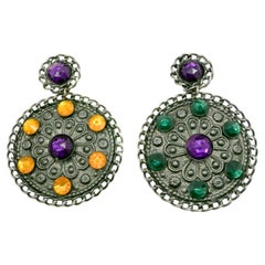 Boucles d'oreilles bouclier en bijou dépareillé Vintage Dramatique 1980