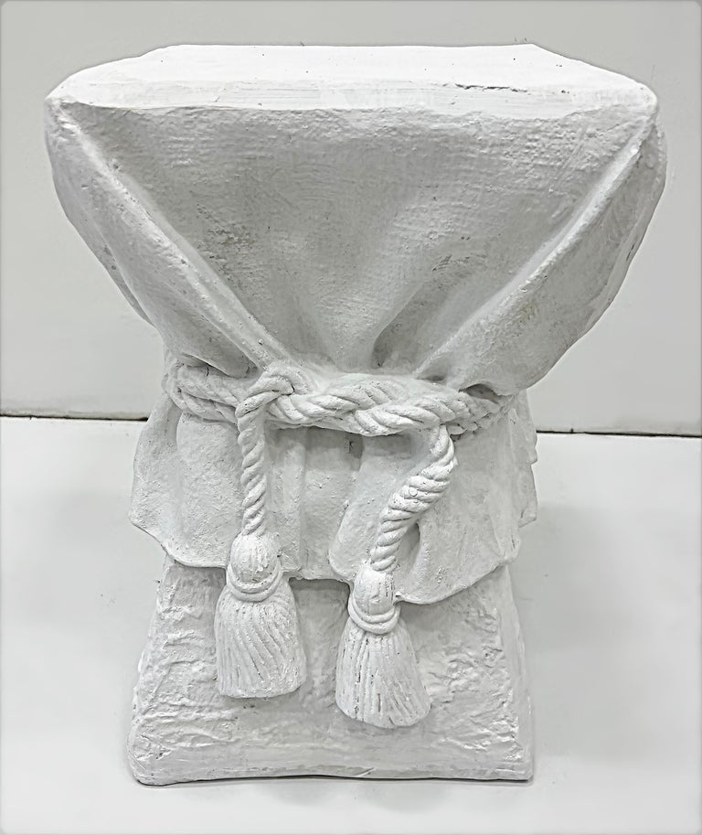Vintage Draped Plaster Rope Stool / Side Table, Dickinson Manner For ...