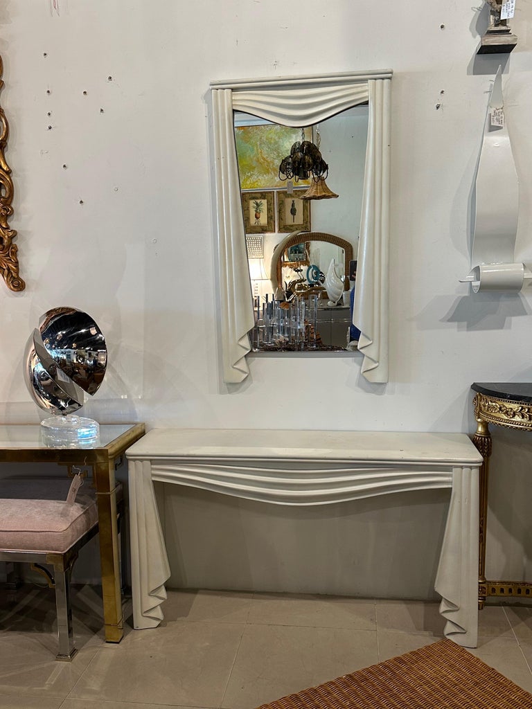 Vintage Drapped Swag Console Table and Wall Mirror Dorothy Draper Style