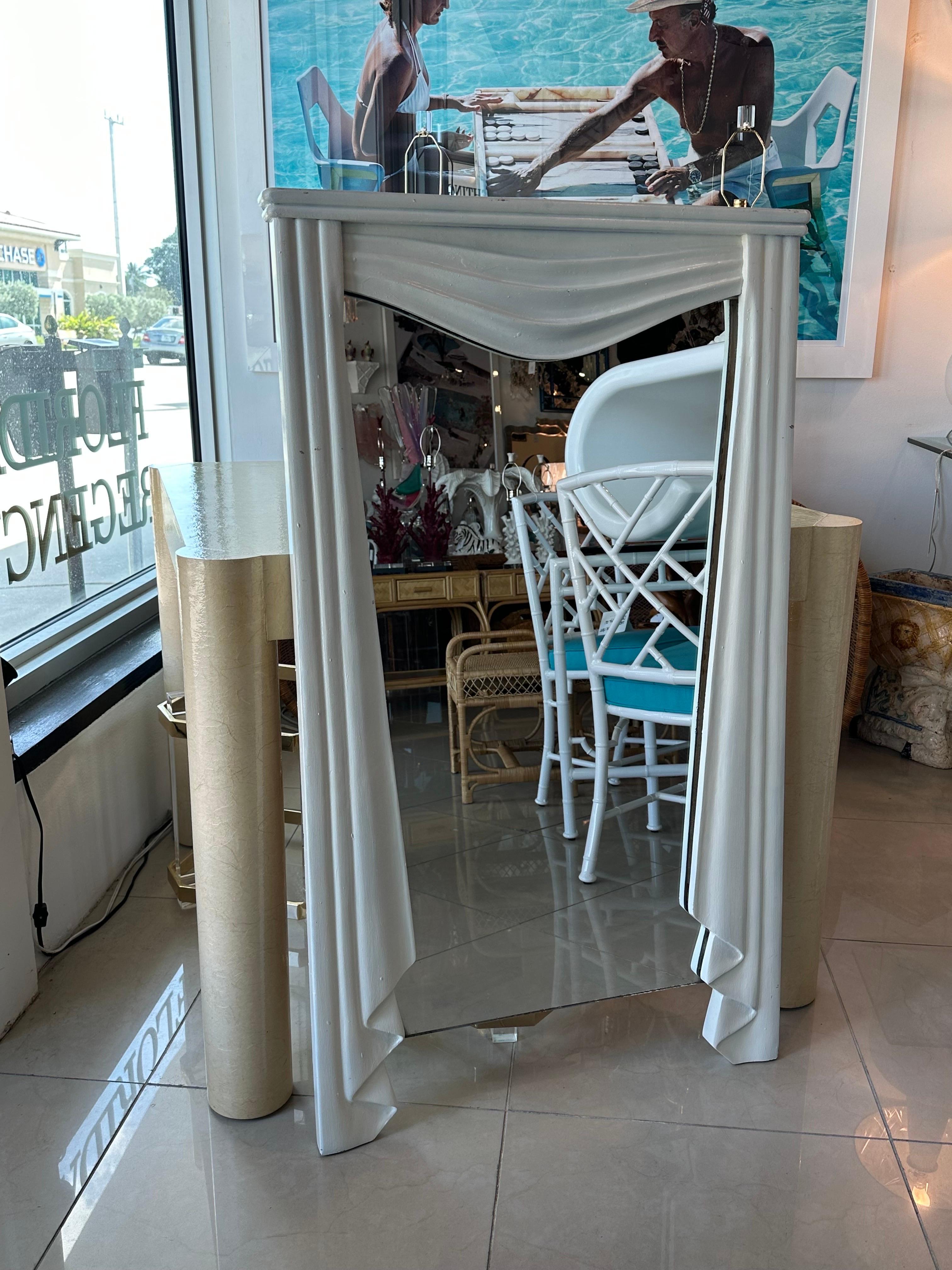 American Vintage Drapped Swag Console Table & Wall Mirror Dorothy Draper Style For Sale