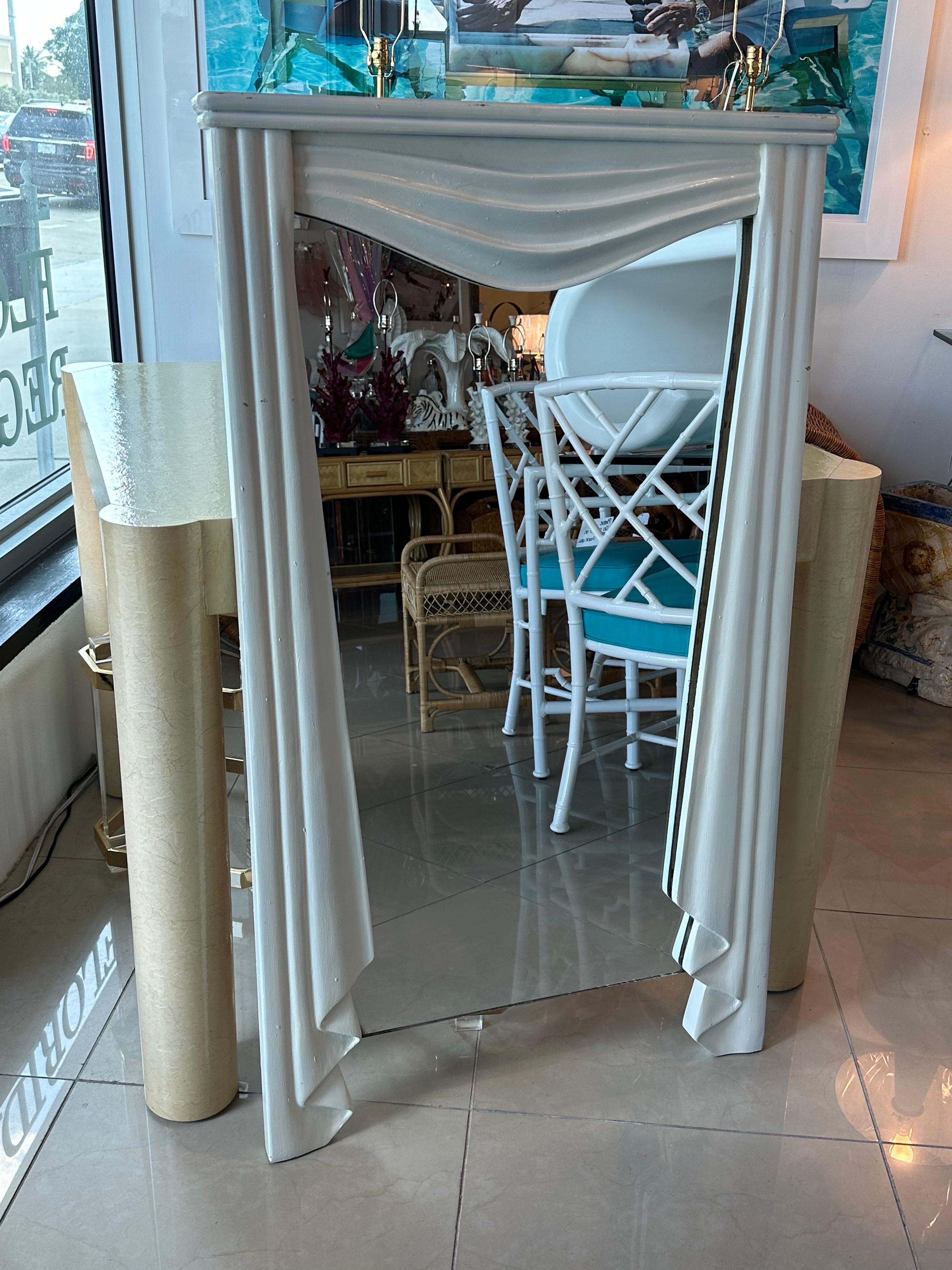 Vintage Drapped Swag Console Table & Wall Mirror Dorothy Draper Style In Good Condition For Sale In West Palm Beach, FL