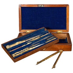 Vintage Draughtsman's Instrument Set, Drawing, Navigation, Henry Hughes and Son