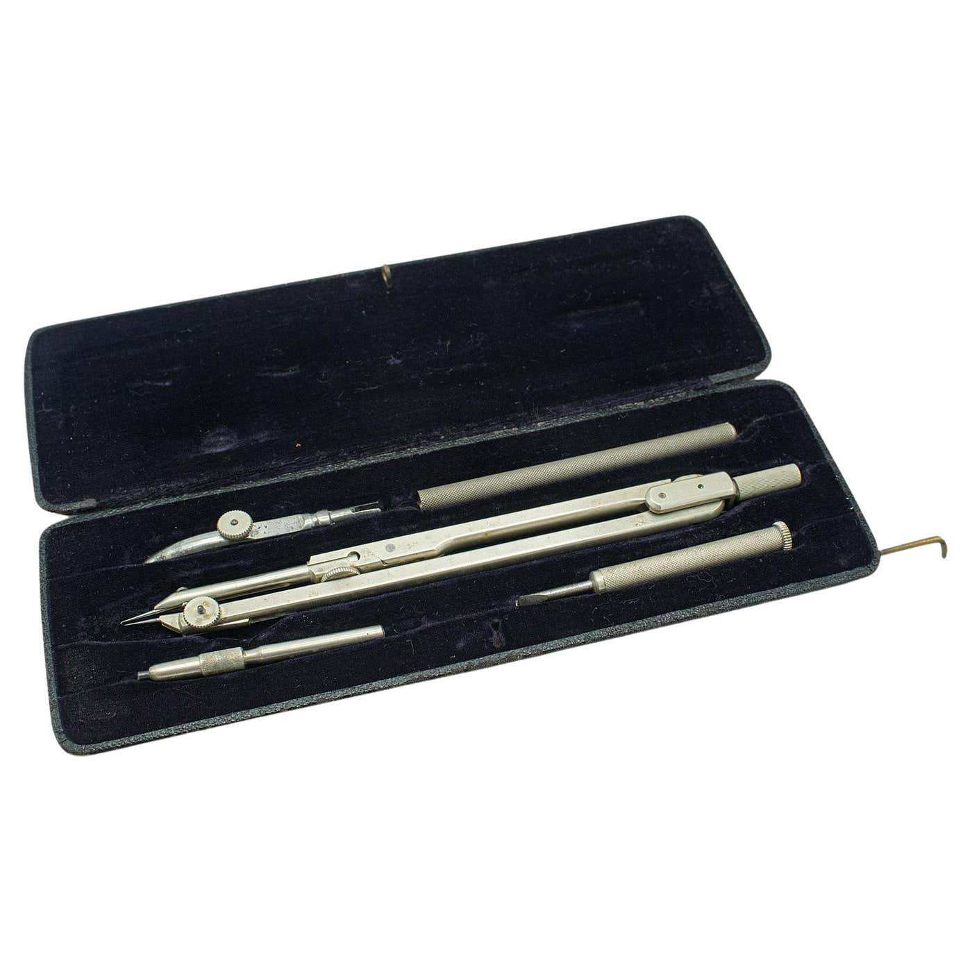 Silver Drawing Instruments Vintage Draughtsman's Set, German, Drawing Instruments, Tools, Richter ...