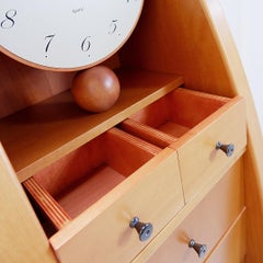 Colonne de tiroir moderne et horloge en Wood, style Shiro Kuramata, Vintage