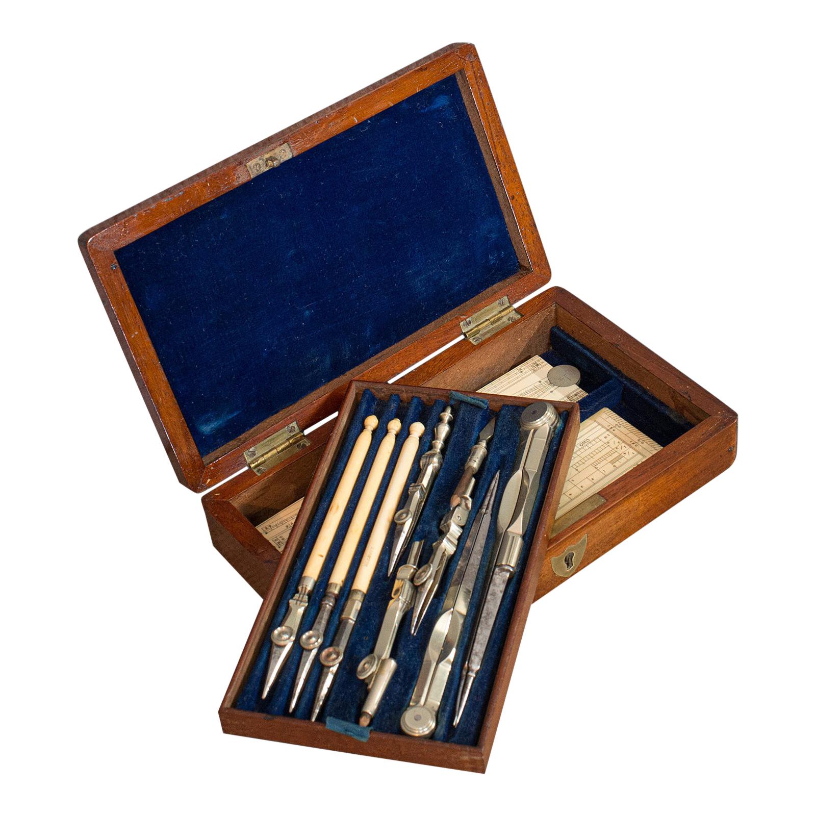 English Case of Drawing Instruments Made in the XIX Century. With All  Original Parts.