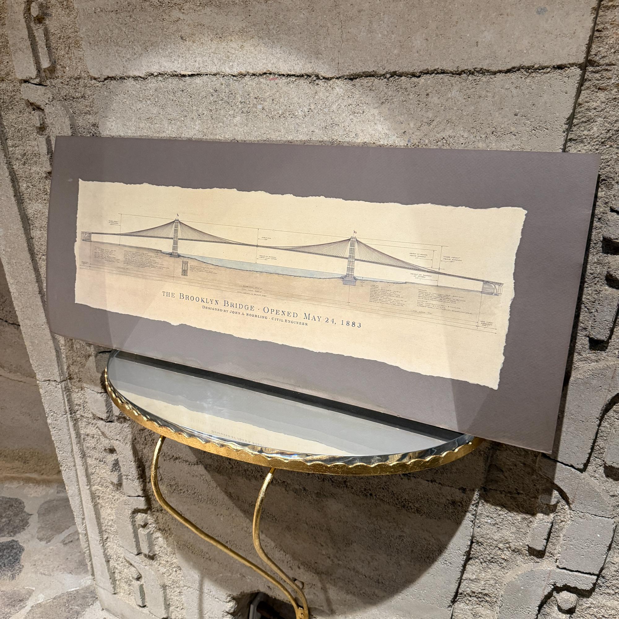 Vintage-Zeichnung der Brooklyn Bridge Art (amerikanisch) im Angebot