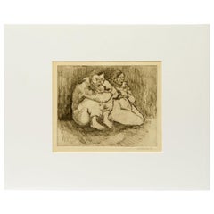 Vintage Drawing of Husband and Wife, Signed "Escalera '41