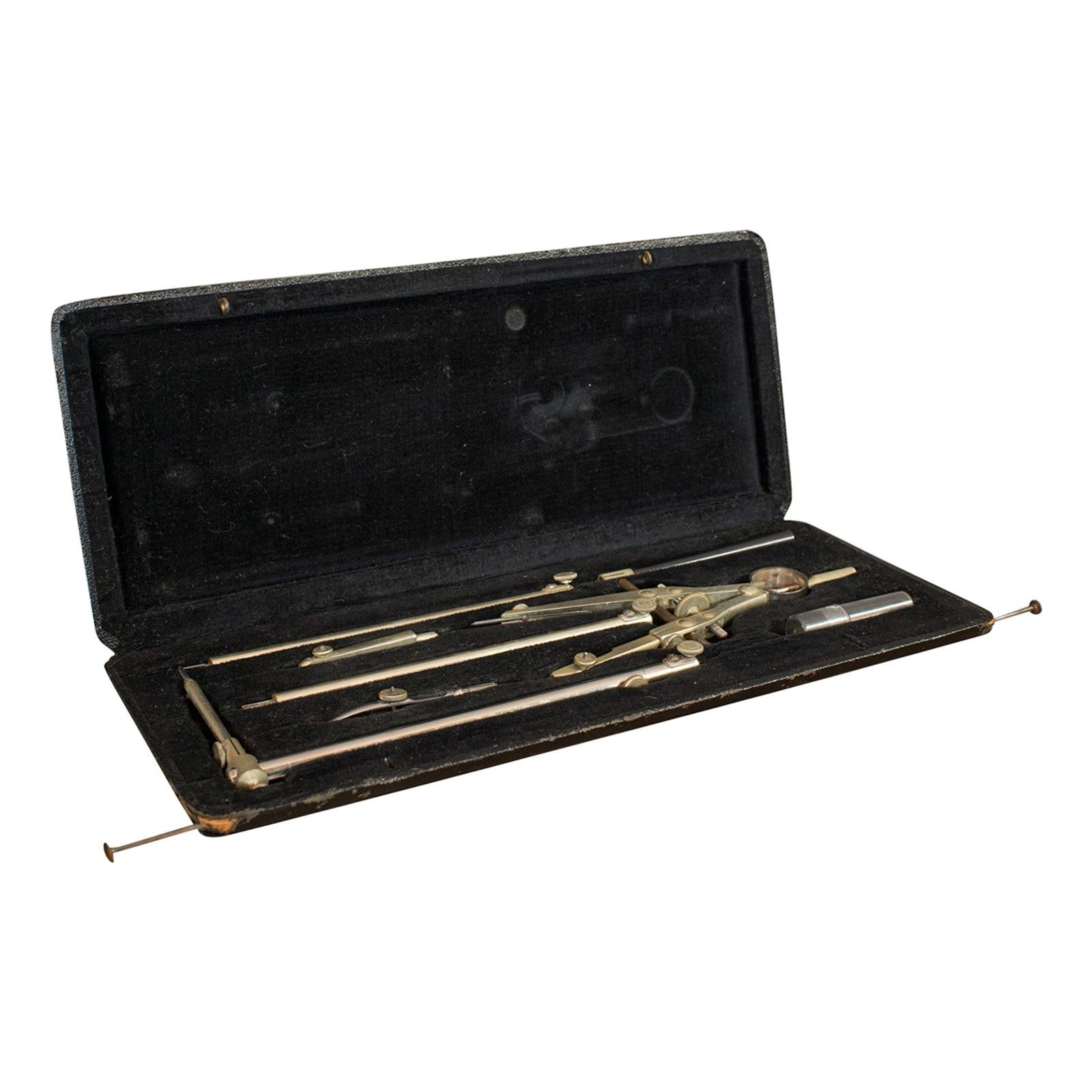 Set de dessin vintage, allemand, architecte, cartographe, outils, Lotter, circa 1950 en vente