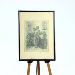 Zeichnungs-Wandkunst im Vintage-Stil, Tschechoslowakei