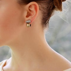 Vintage Drayson London Diamond Gold Clip Earrings Circa 1930's