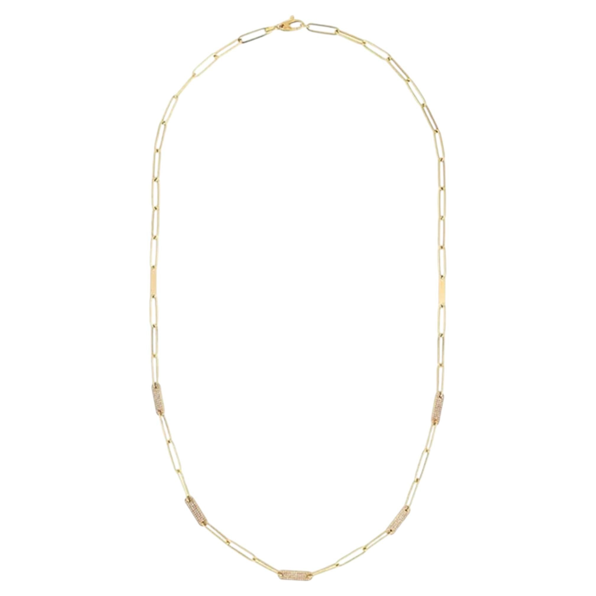 1.24ct Natural Diamond Vintage Dream 14K Yellow Gold Link Necklace For Sale
