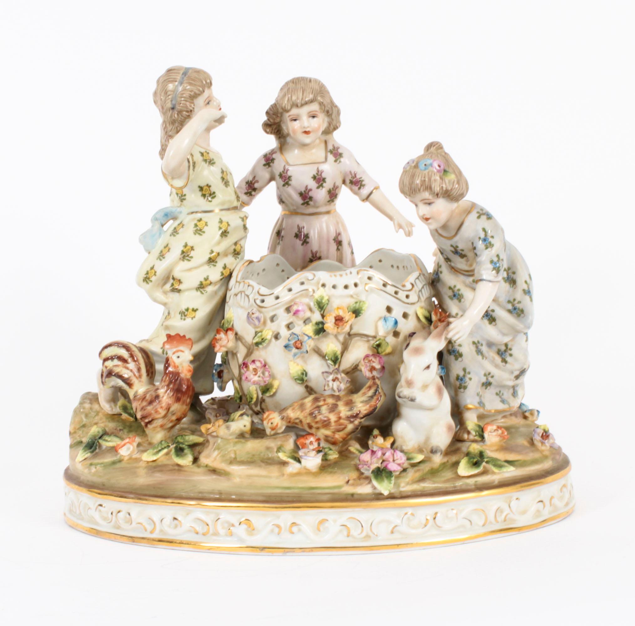 Vintage Dresden Revival Porcelain Centrepiece 'Children at Play' 20th Century For Sale 7