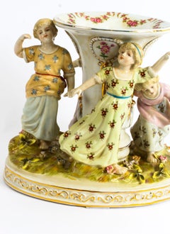 Vintage Dresden Revival Vase Centrepiece Children Dancing Mid 20th C