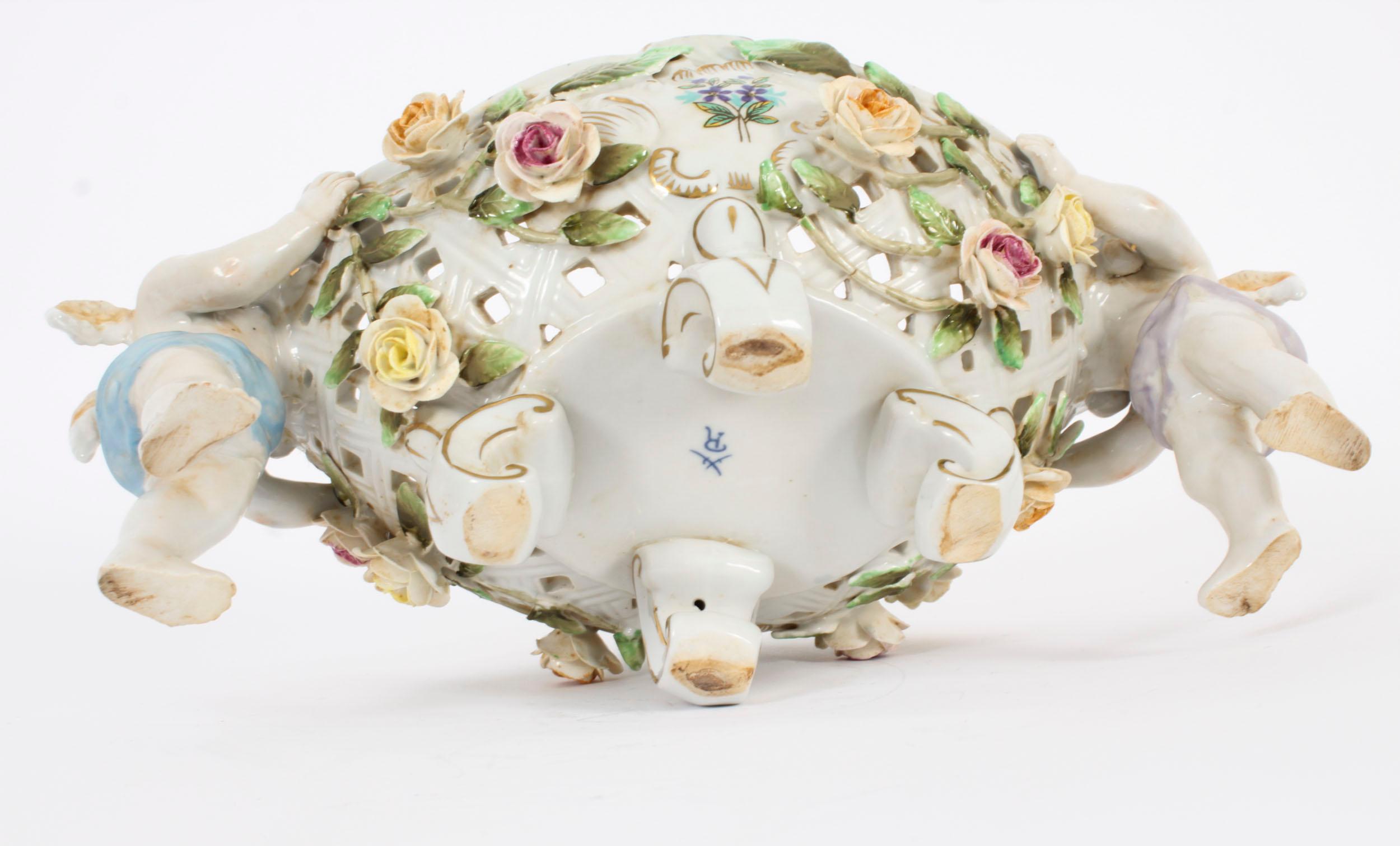 Centre de table vintage en porcelaine de style Dresde 20ème siècle en vente 4