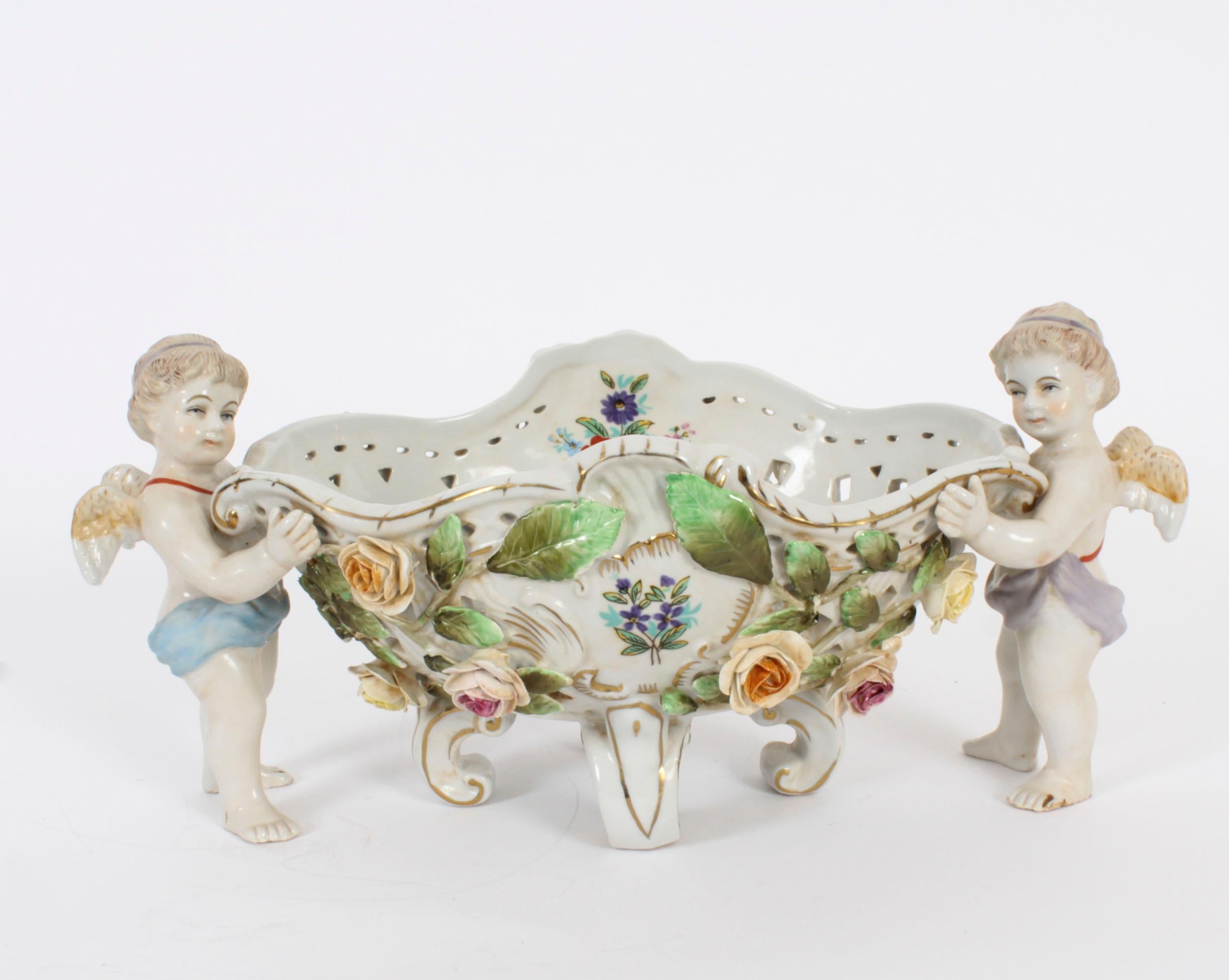 Centre de table vintage en porcelaine de style Dresde 20ème siècle en vente 7