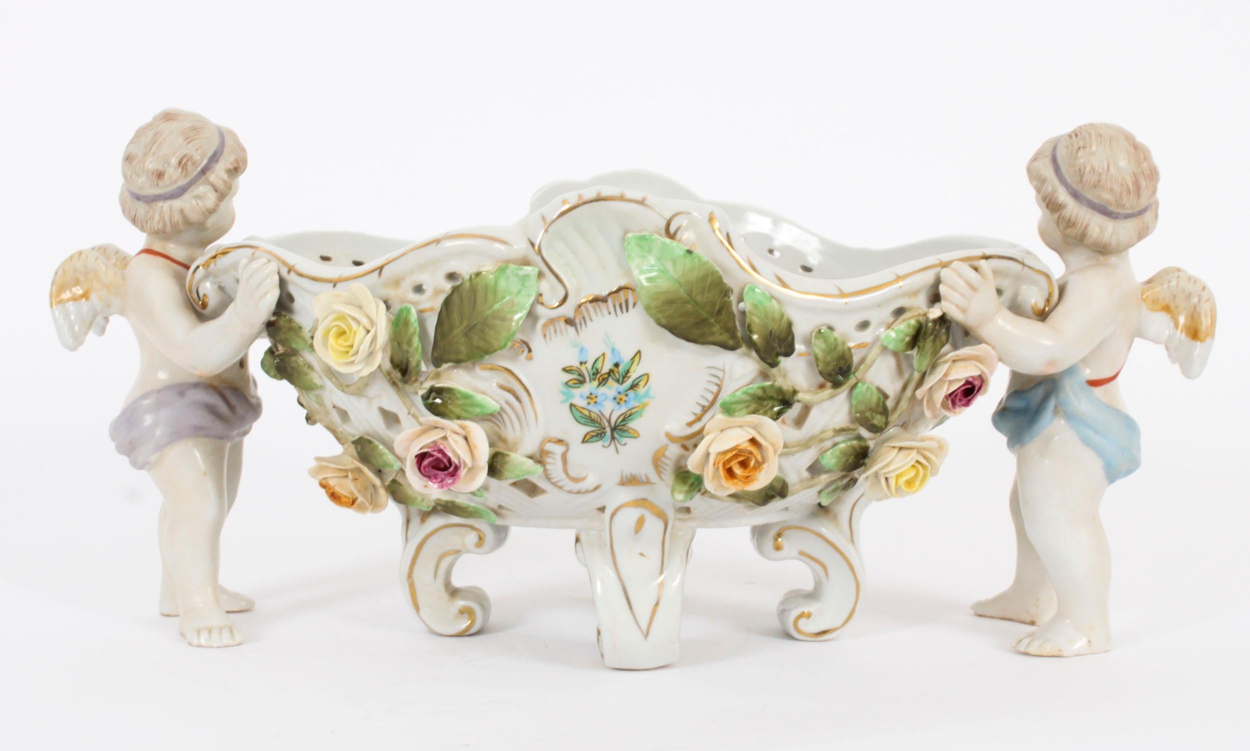 Centre de table vintage en porcelaine de style Dresde 20ème siècle en vente 2