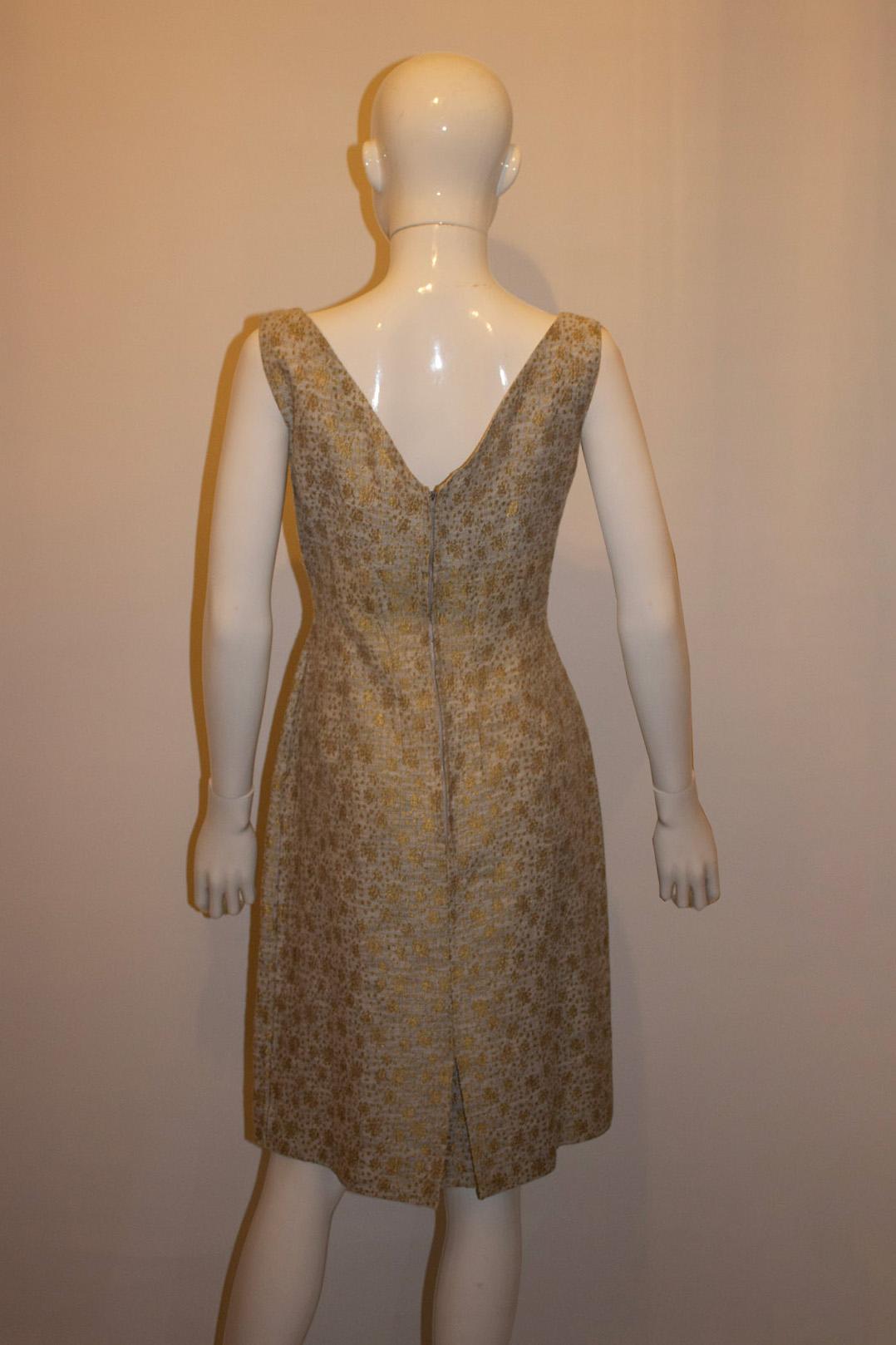 Vintage Dress and Coat Outfit in Blue and Gold For Sale 4