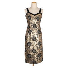 Vintage Dress Haute Couture with Golden Sequins, 1950s