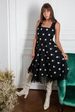 Vintage Dress Yves Saint Laurent / Cotton Print and Fringes