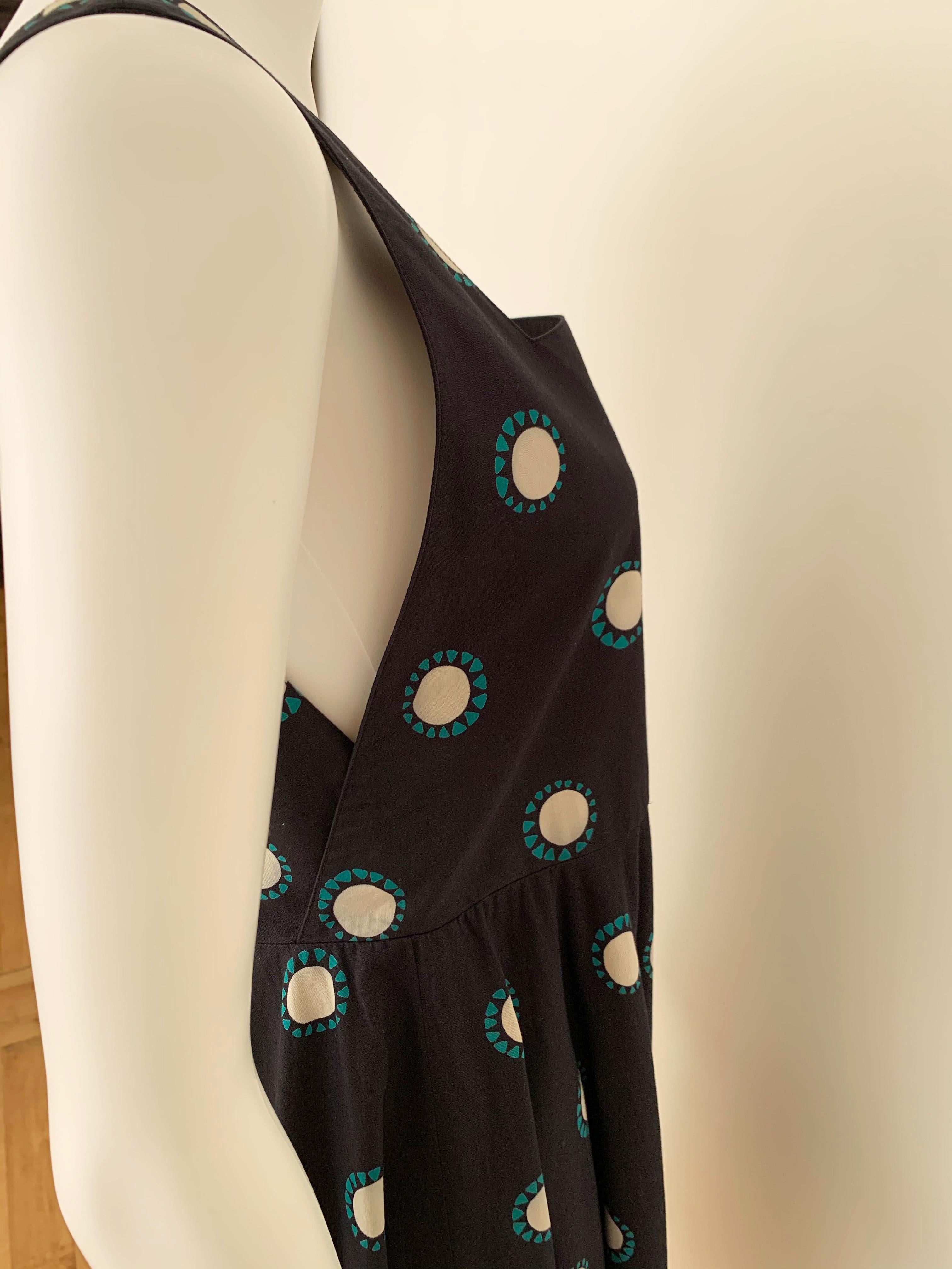 Vintage Dress Yves Saint Laurent / Cotton Print and Fringes For Sale 2