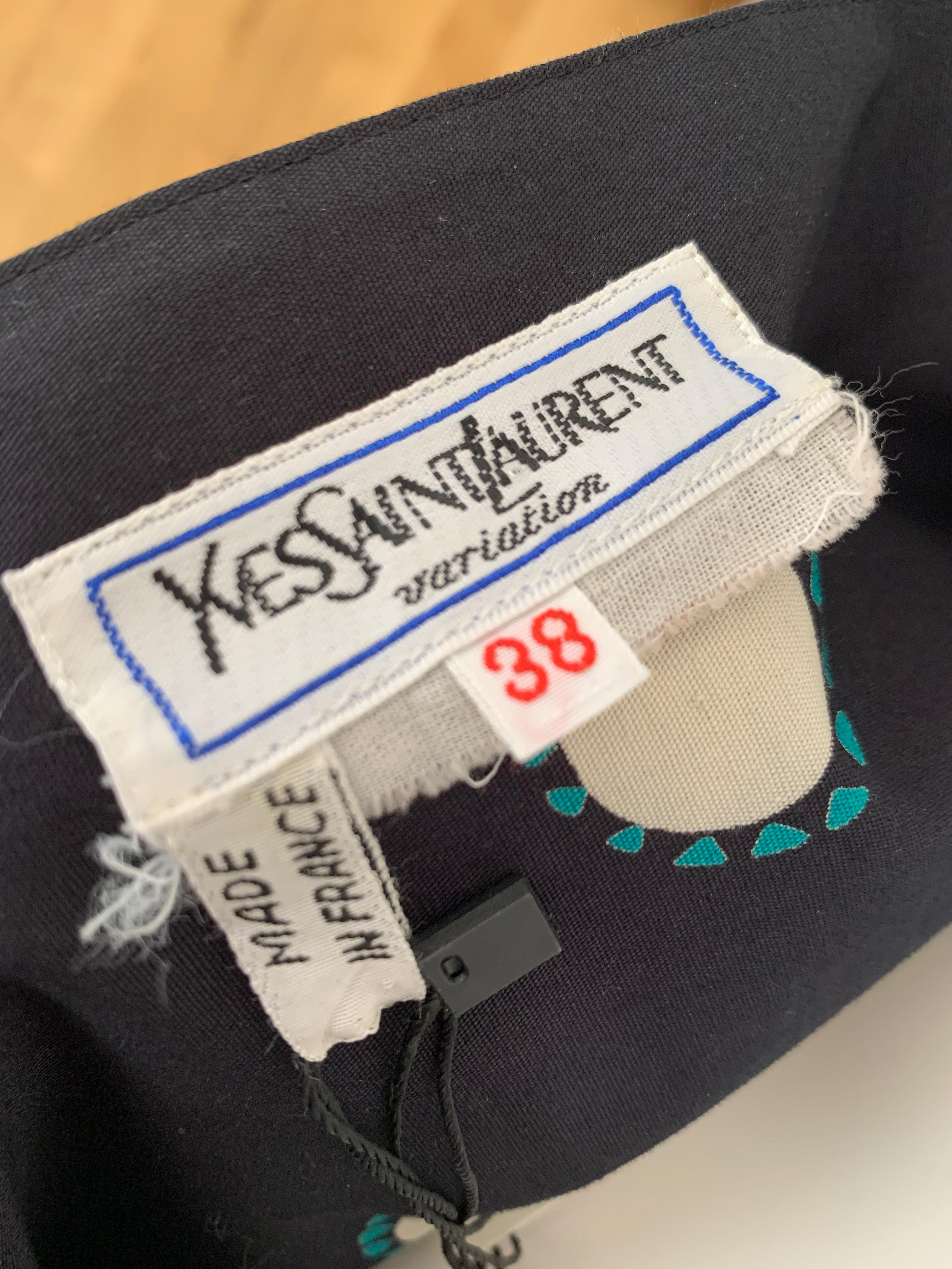 Vintage Dress Yves Saint Laurent / Cotton Print and Fringes For Sale 3