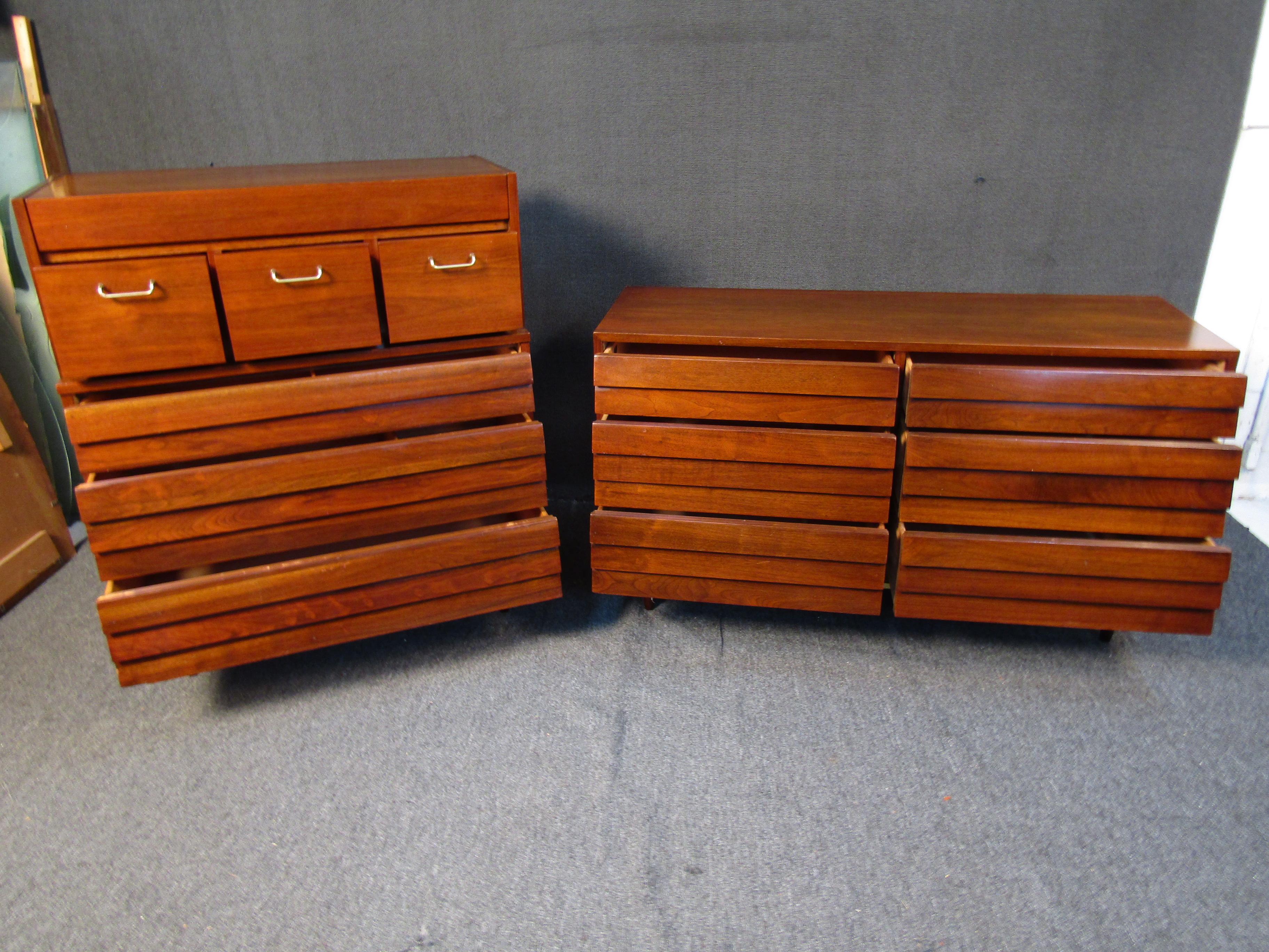 American Vintage Dresser and Highboy Set by Martinsville