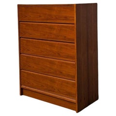 Vintage Dresser, Danish Mid Century, Teak, MCM, Tallboy, Five Drawers, Bedroom