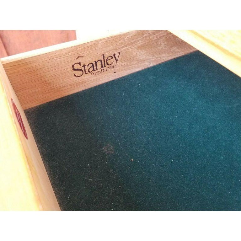 Vintage Dresser with Matching Mirror and Custom Glass Top by Stanley