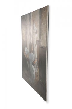 Vintage Dressmaker and Customer Oil Painting on Canvas