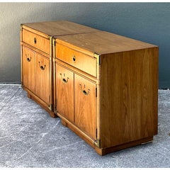 Vintage Drexel Campaign Nightstands - A Pair