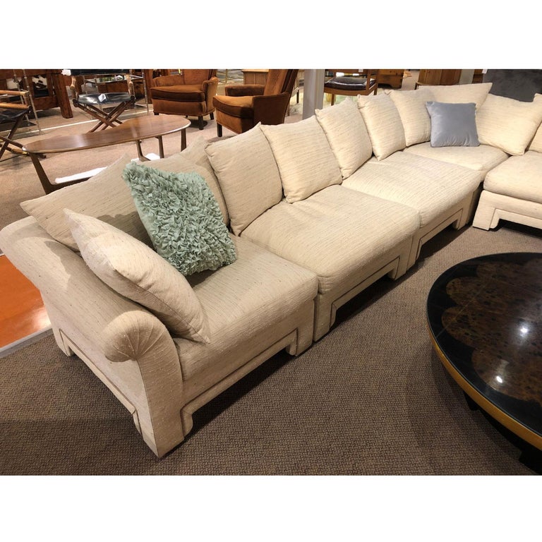Vintage Drexel Chinoiserie Asian Modern Ivory Sectional Sofa 6Piece