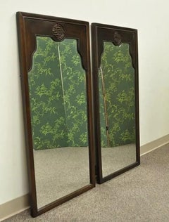 Vintage Drexel Chinoiserie Oriental Asian Ming Style Wall Mirrors - a Pair