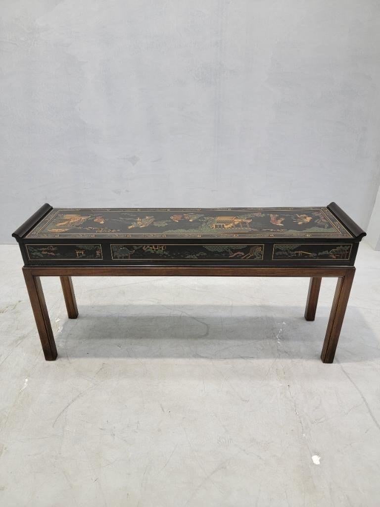 American Vintage Drexel Chinoiserie Style Hand Painted Console Table