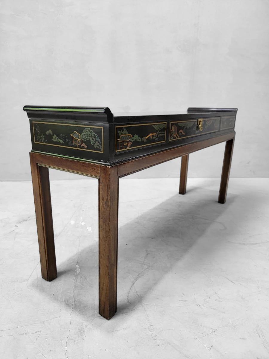 Late 20th Century Vintage Drexel Chinoiserie Style Hand Painted Console Table