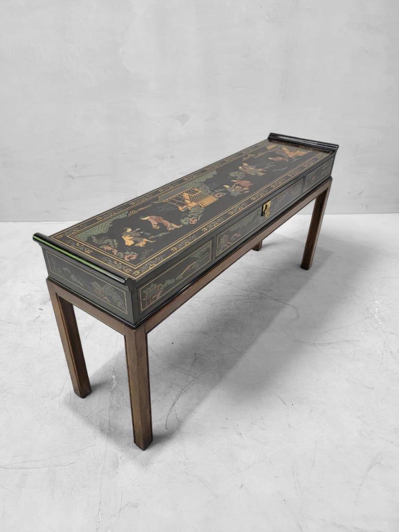 Vintage Drexel Chinoiserie Style Hand Painted Console Table 2