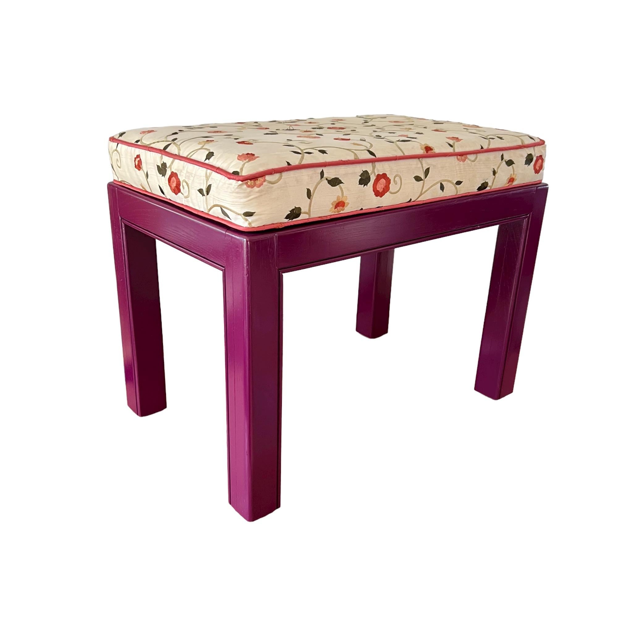 Upholstery Drexel Chippendale Upholstered Aubergine Benches, a Pair