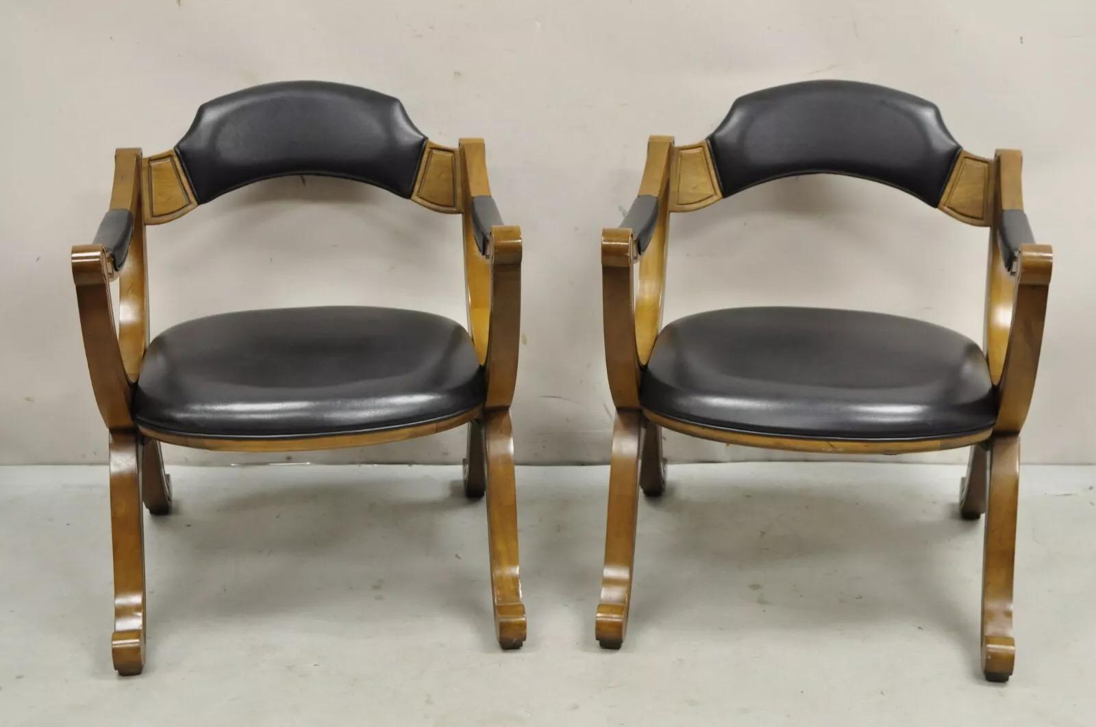 Mid-Century Modern Vintage Drexel Esperanto Mid Century Spanish Style Curule Game Chairs - Set of 6