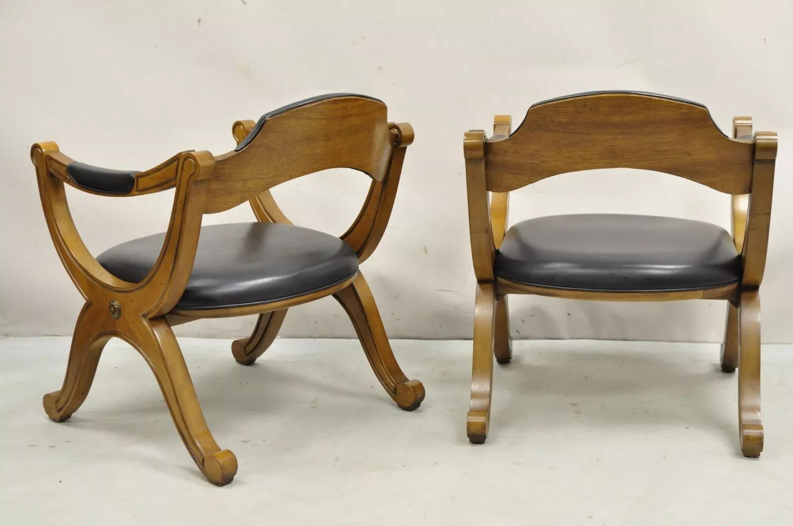 Unknown Vintage Drexel Esperanto Mid Century Spanish Style Curule Game Chairs - Set of 6