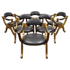 Vintage Drexel Esperanto Mid Century Spanish Style Curule Game Chairs - Set of 6