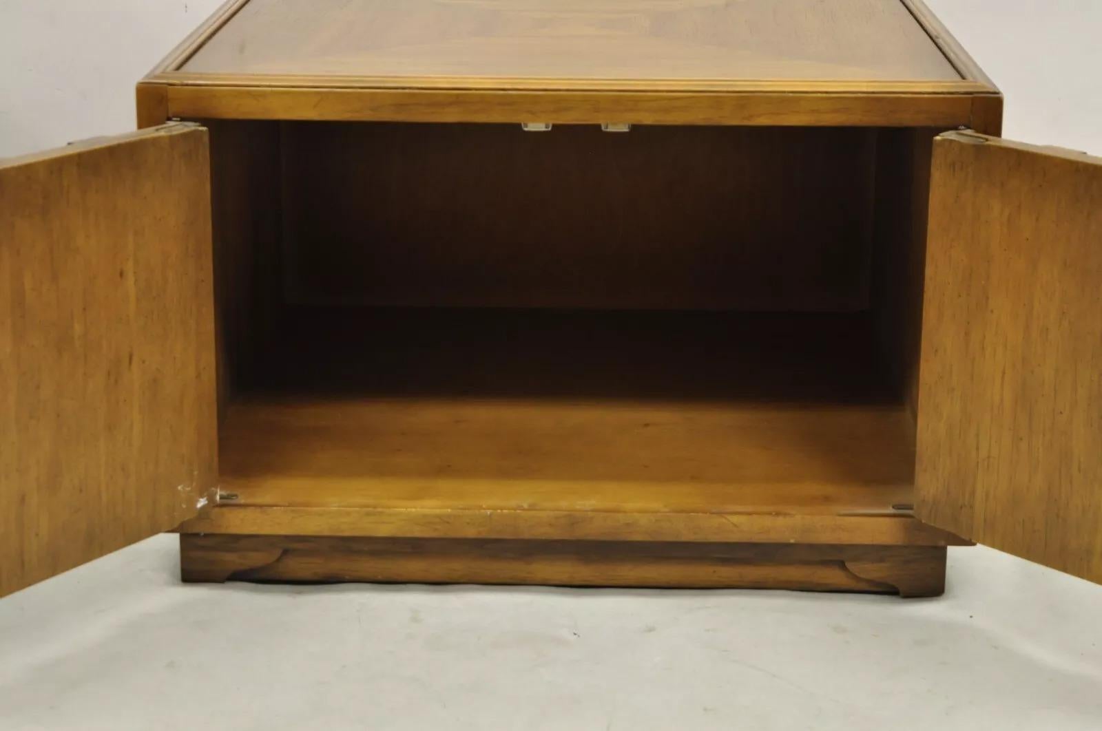 Vintage Drexel Esperanto Mid Century Walnut Low Square Side Table Cabinet 5