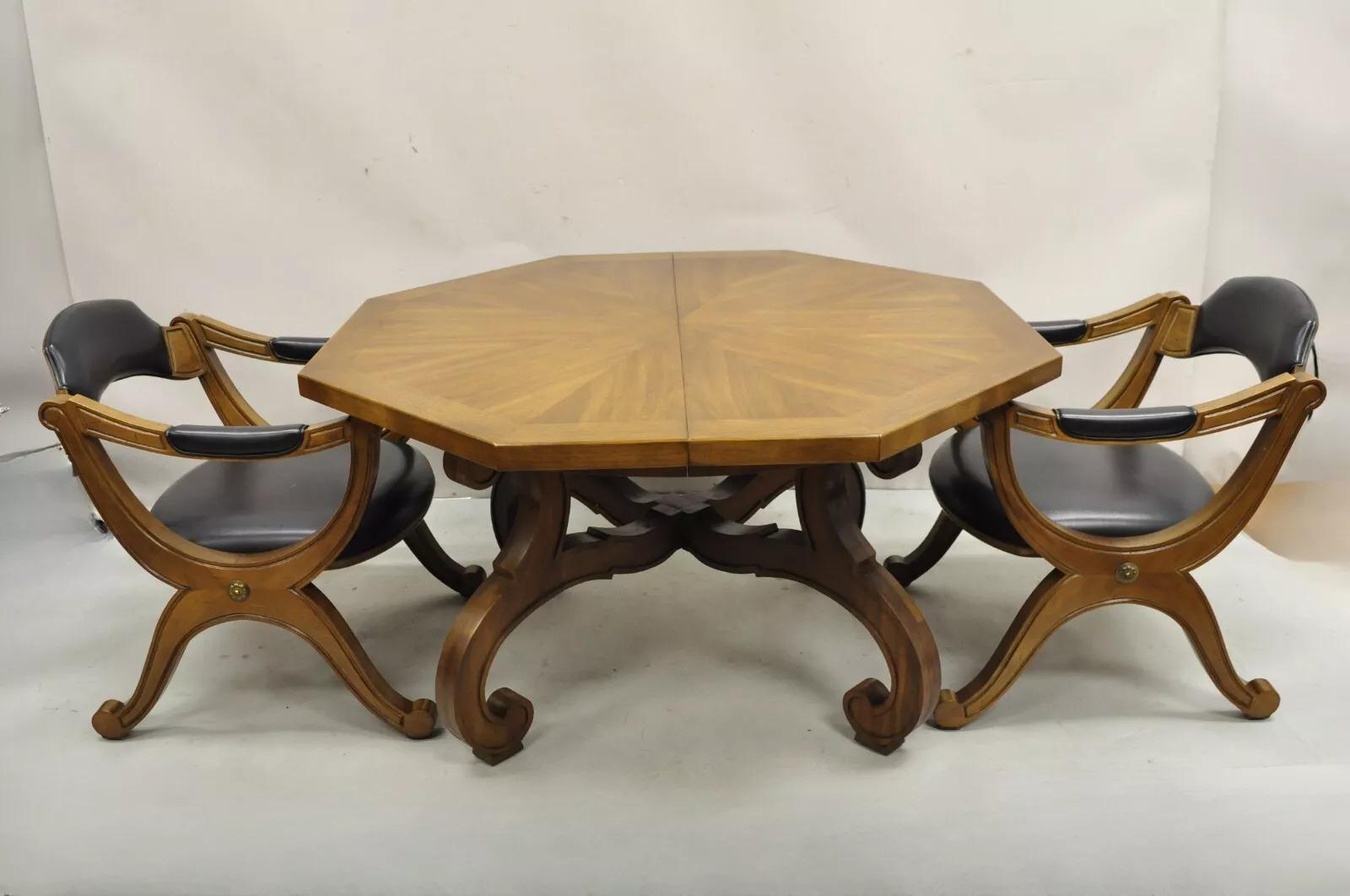 Table de salle à manger vintage Drexel Esperanto octogonale de style espagnol du milieu du siècle dernier en vente 5