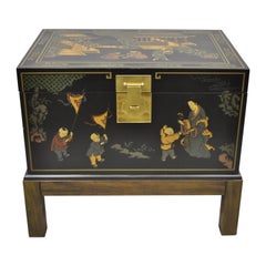 Vieille Drexel Et Cetera Noir Chinoiserie Oriental Coffre de Rangement