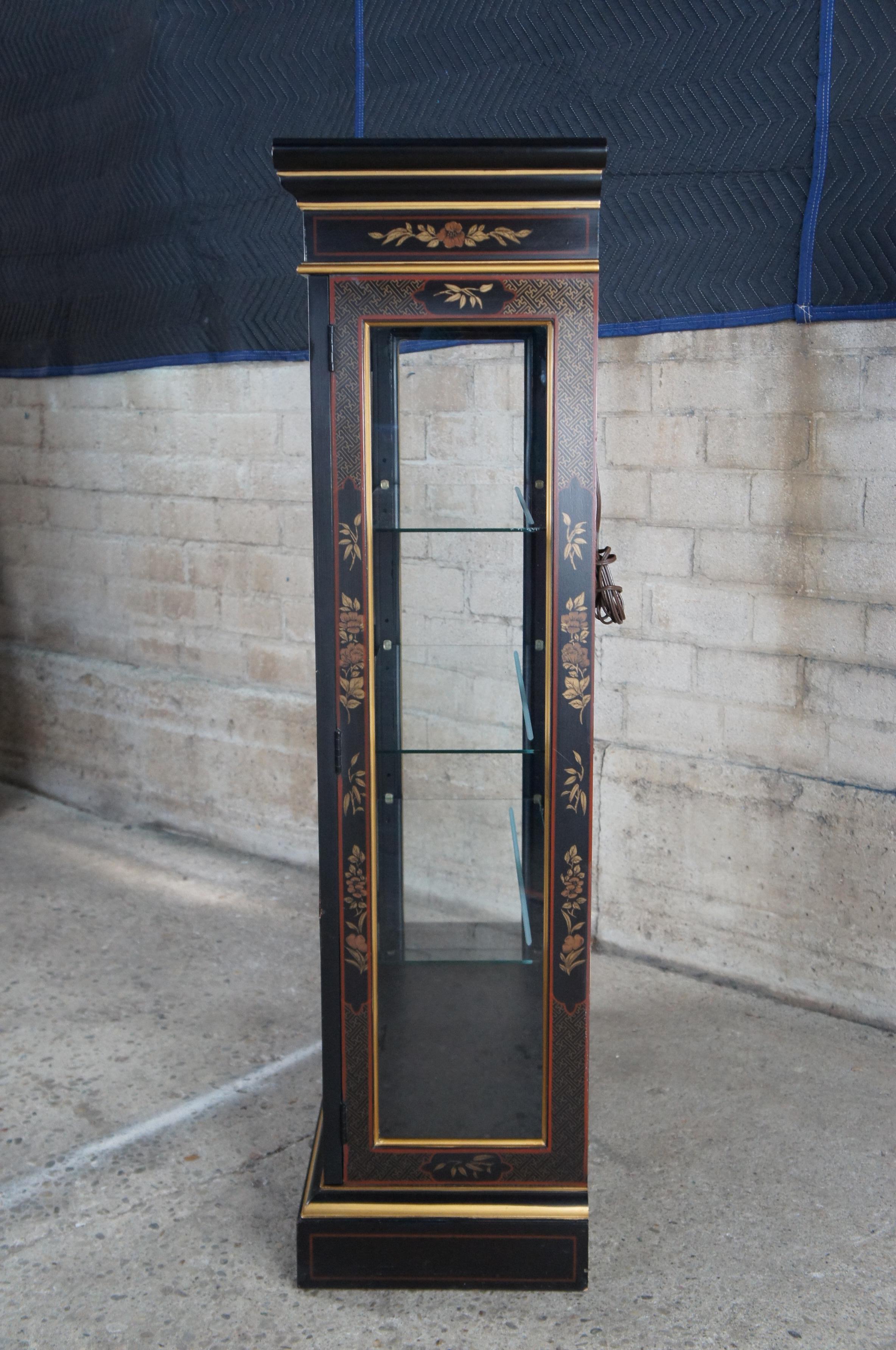 Vintage Drexel Et Cetera Chinoiserie Black Lacquer Pagoda Curio Display Cabinet 3