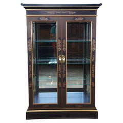 Vintage Drexel Et Cetera Chinoiserie Black Lacquer Pagoda Curio Display Cabinet