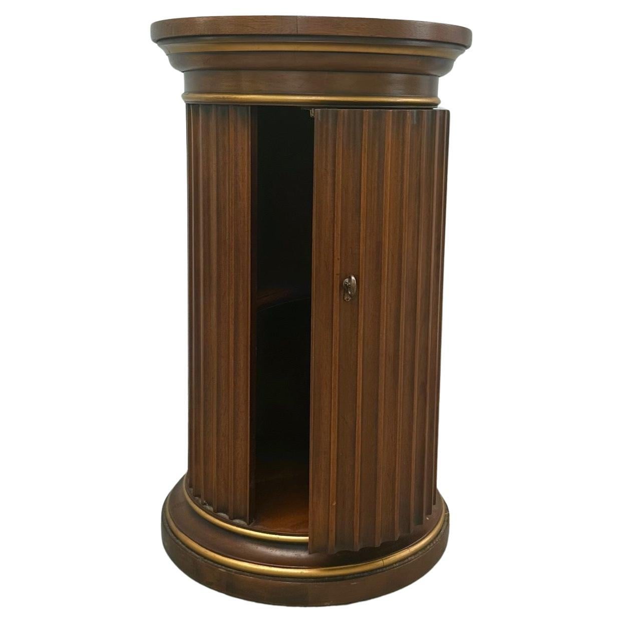 Vintage Drexel Et- Cetera Fluted Column Parquetry Top Pedestal Cabinet. For Sale