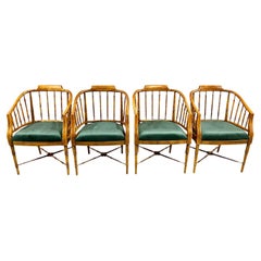 Vintage Hollywood Regency Drexel Faux Bamboo Armchairs - Set of 4