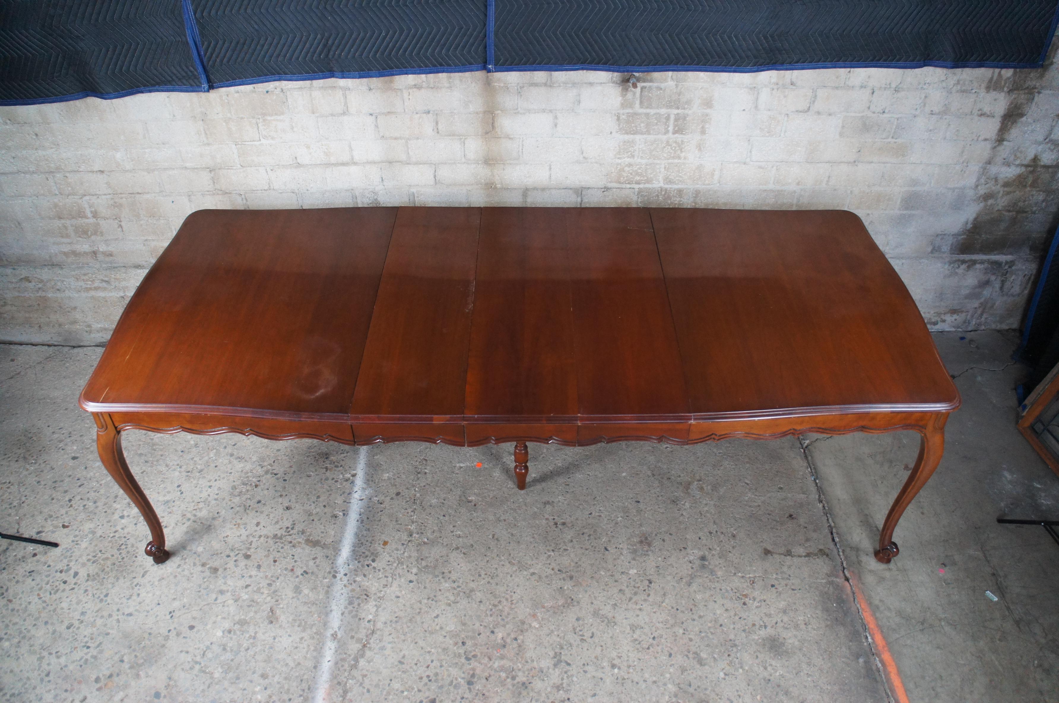 20th Century Vintage Drexel French Provincial Cherry Scalloped Country Farmhouse Dining Table