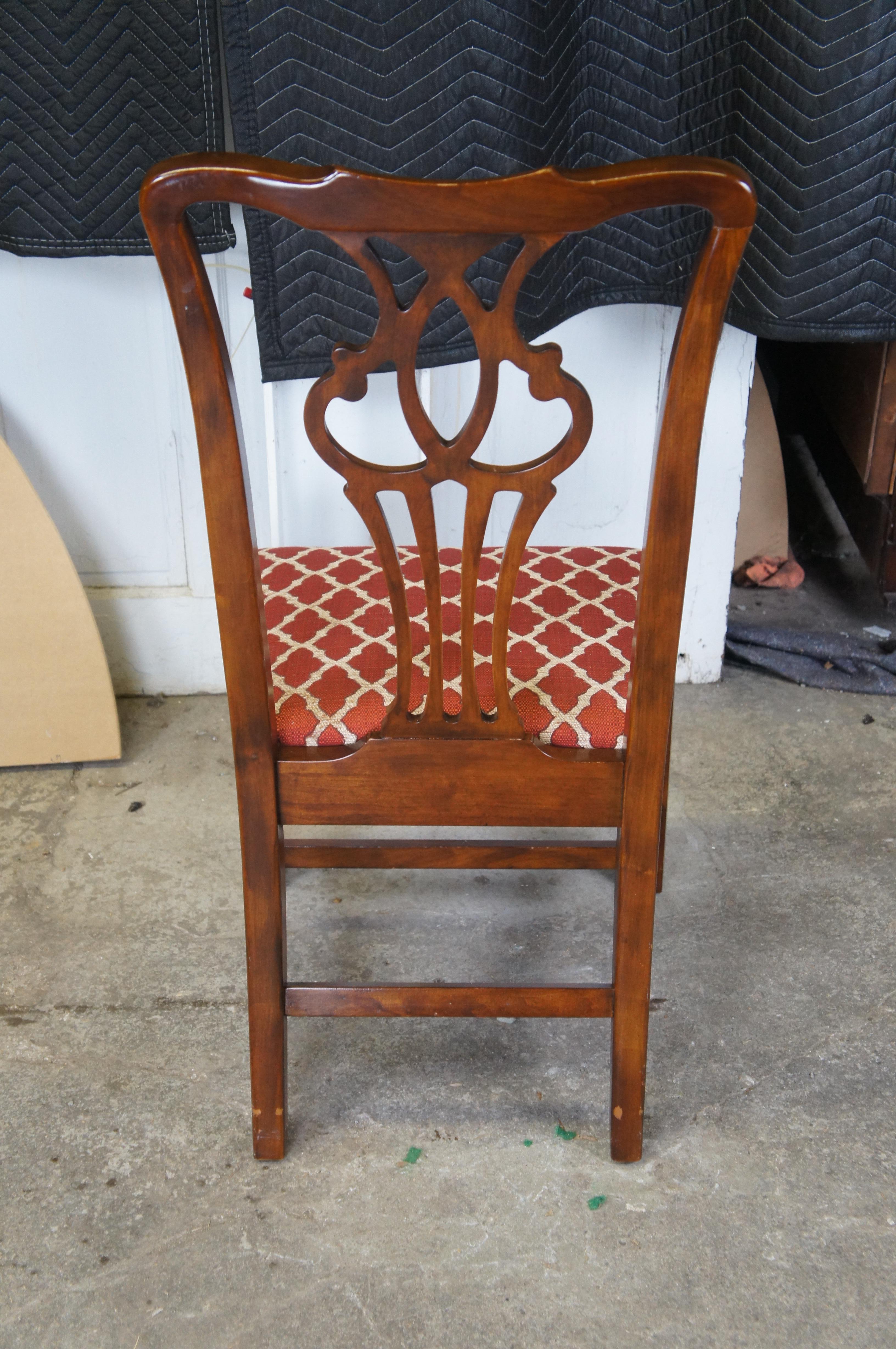 Vintage Drexel Heritage Kirsche Amerikanische Chippendale Stil durchbohrt Esszimmerstühle im Angebot 4