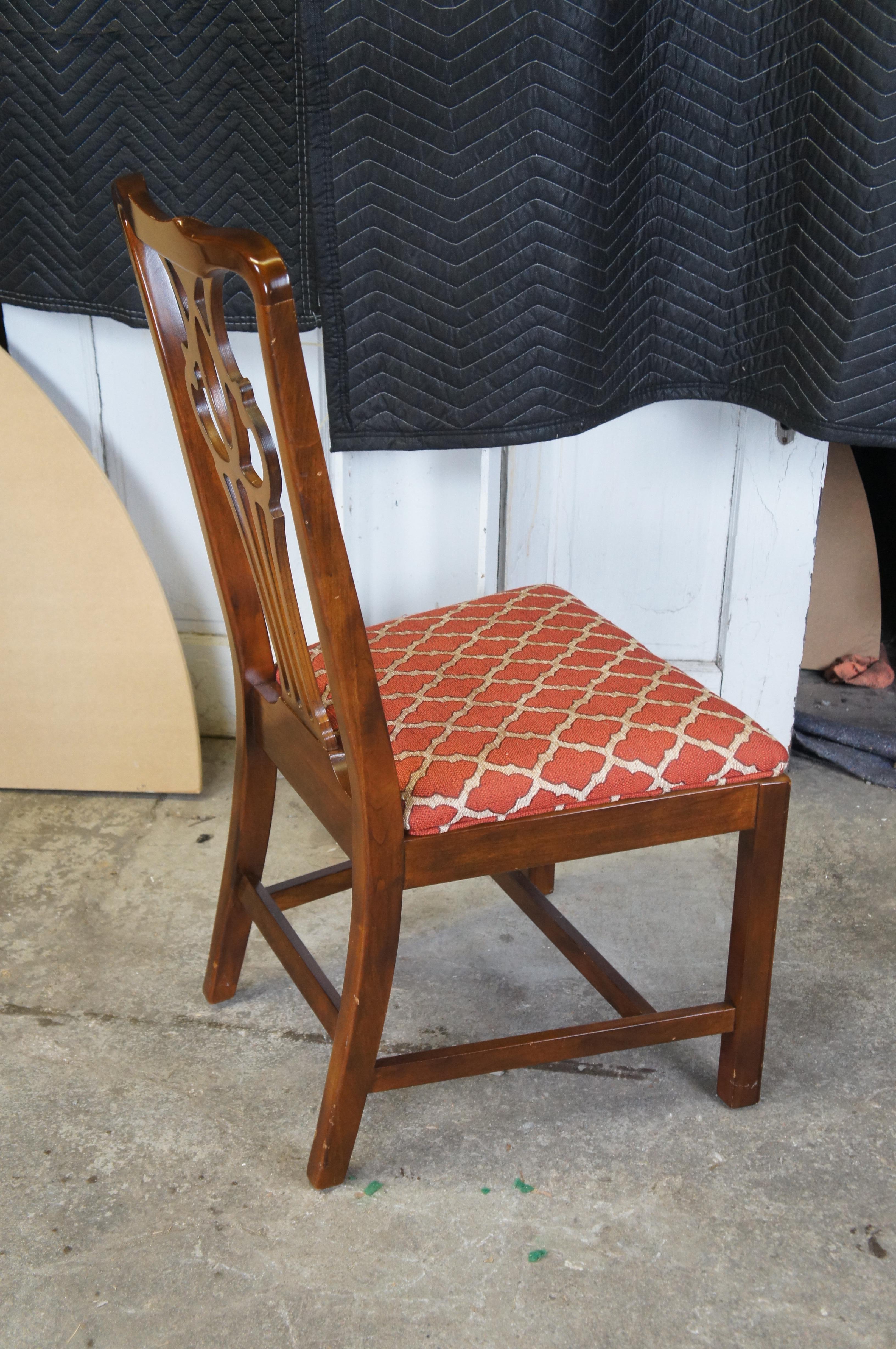 Vintage Drexel Heritage Kirsche Amerikanische Chippendale Stil durchbohrt Esszimmerstühle im Angebot 5