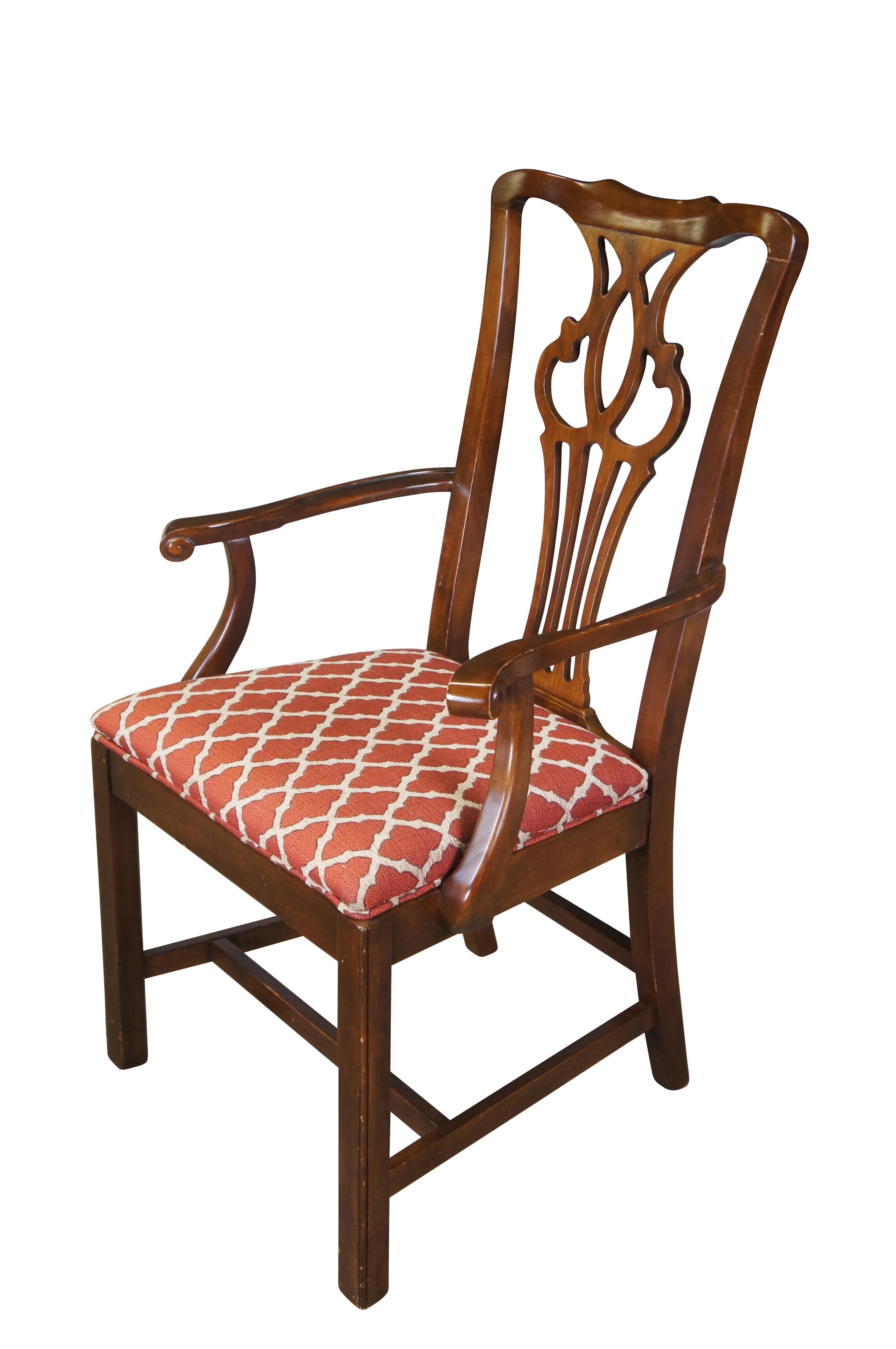 Vintage Drexel Heritage Kirsche Amerikanische Chippendale Stil durchbohrt Esszimmerstühle (amerikanisch) im Angebot